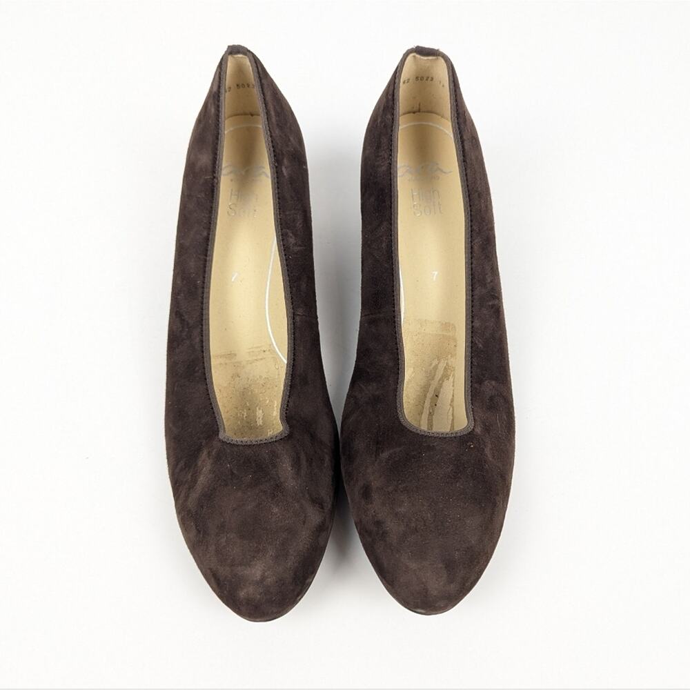 Ara Brown Suede Leather Kendall Heeled Pump Size 7 - Picture 4 of 10